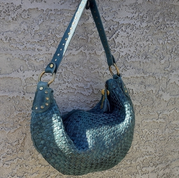 RARE FOSSIL‎ Woven Leather Hobo Bag - Picture 3 of 12